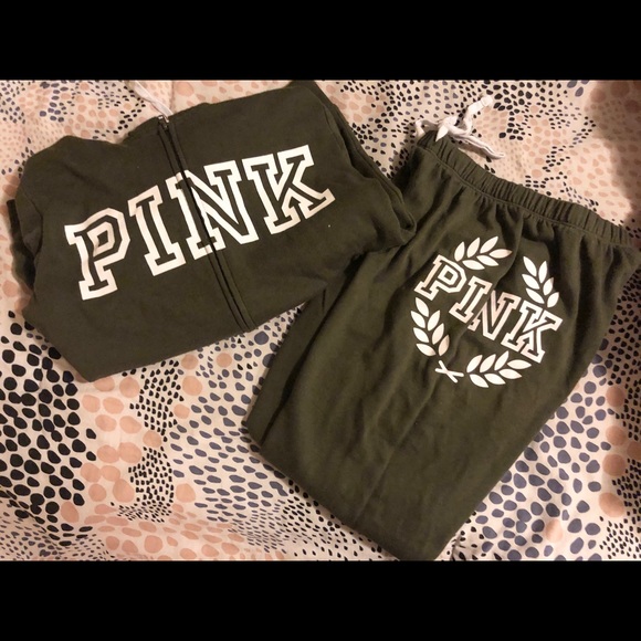 PINK Victoria's Secret Other - Full zip hoodie and joggers (olive green)